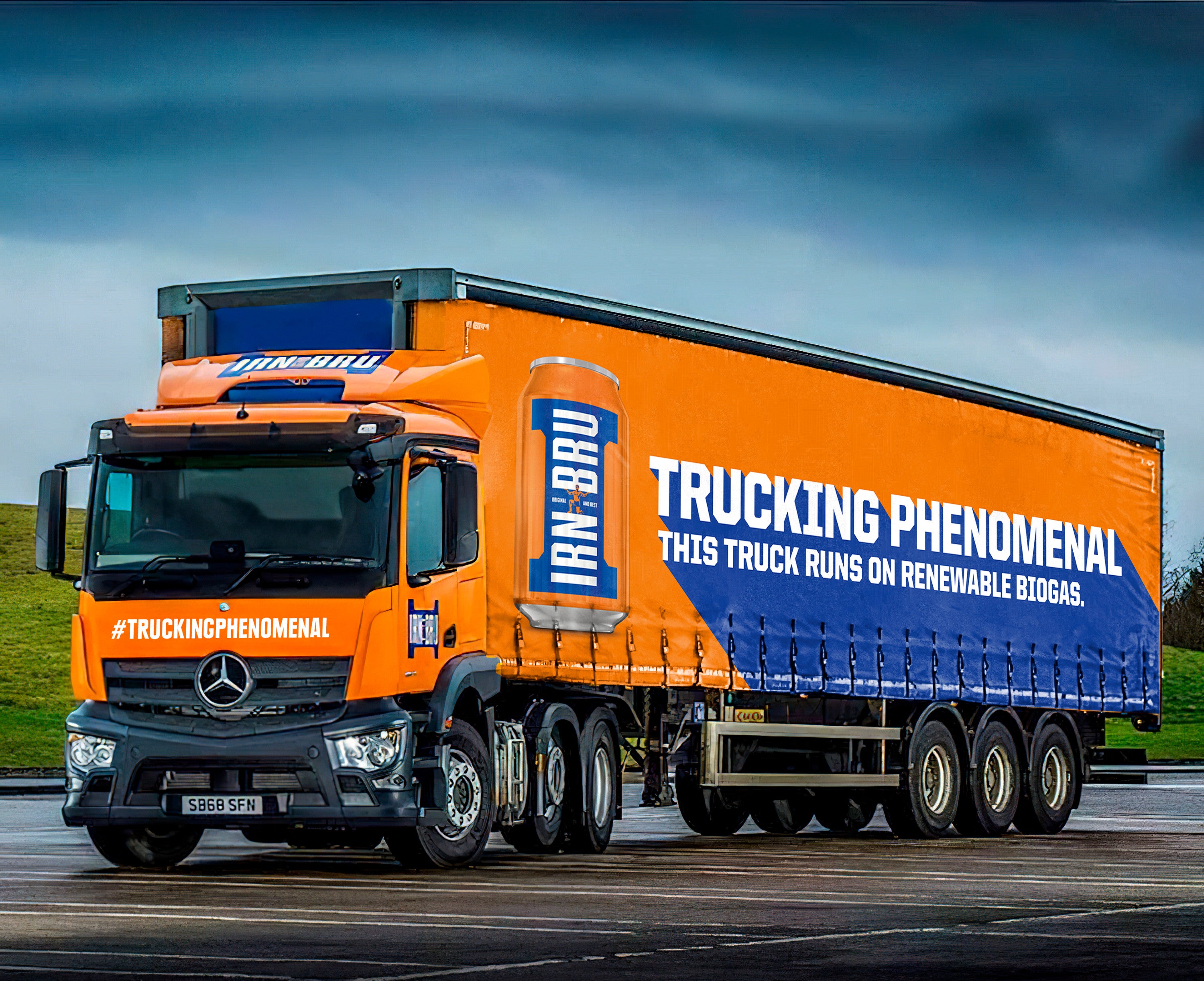 IRN-BRU truck with the words "Trucking phenomenal" on the side